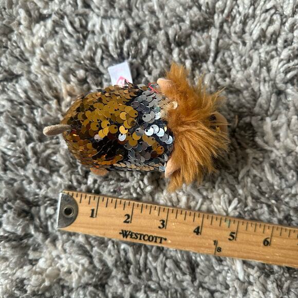 Ty Regal Flippables Sequin Teeny Beanie Boo Gold Lion - Picture 11 of 11